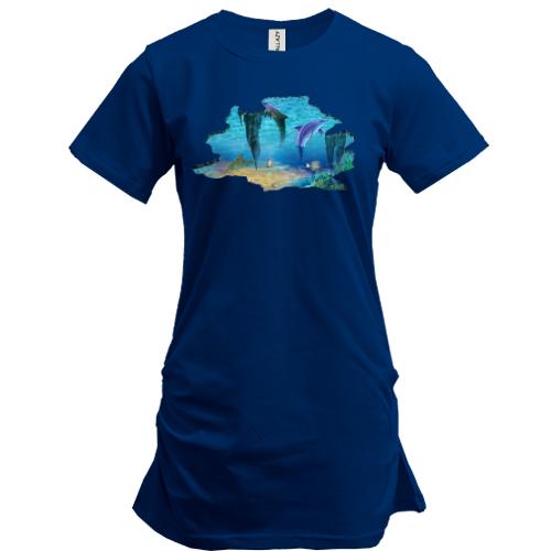 Подовжена футболка c зображенням підводного світу