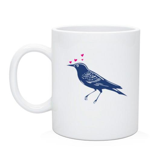 Чашка із закоханою пташкою