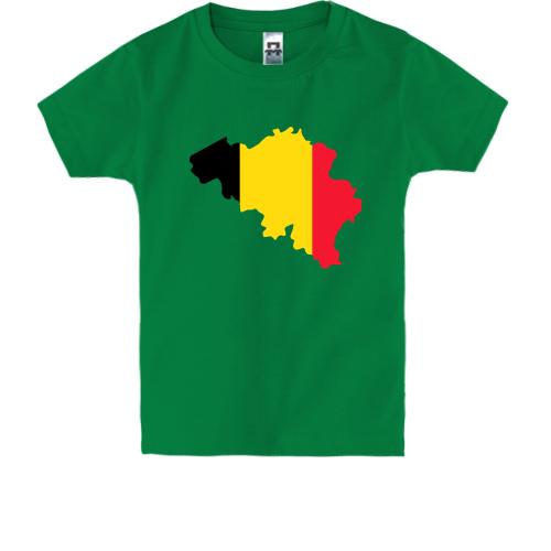 Детская футболка c картой-флагом Бельгии