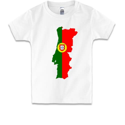 Детская футболка c картой-флагом Португалии