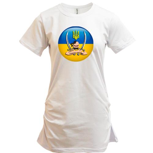 Подовжена футболка із зображенням козака з шаблями