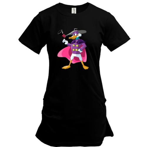 Подовжена футболка із зображенням качки з м.ф. Чорний плащ
