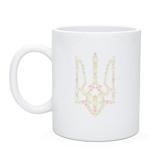 Чашка з квітковим гербом України (контур)
