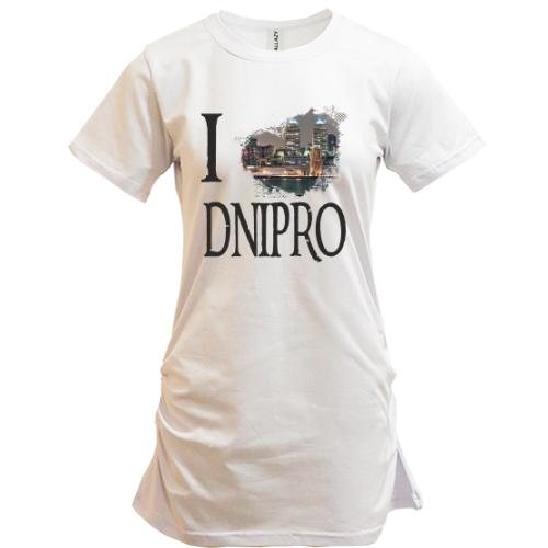 Подовжена футболка Я люблю Дніпро