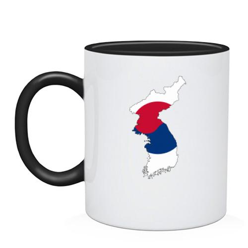 Чашка c картой-флагом Кореи