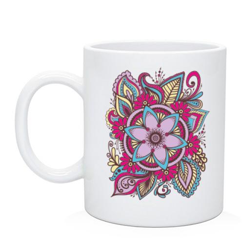 Чашка с цветочной композицией (лотос)