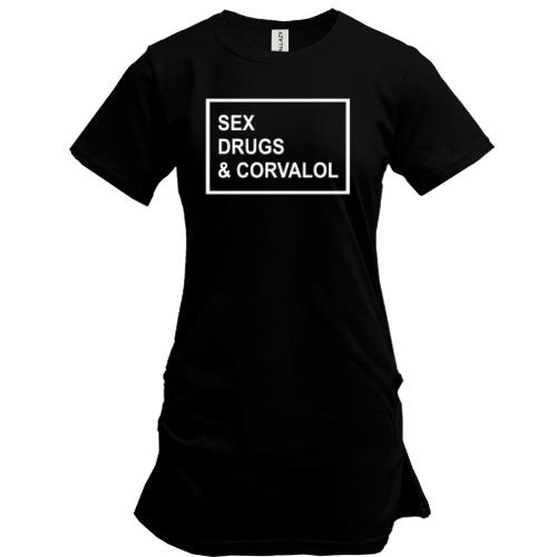 Подовжена футболка Sex drugs & corvalol