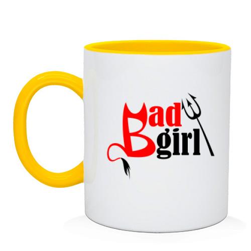 Чашка с рогами и вилами Bad girl