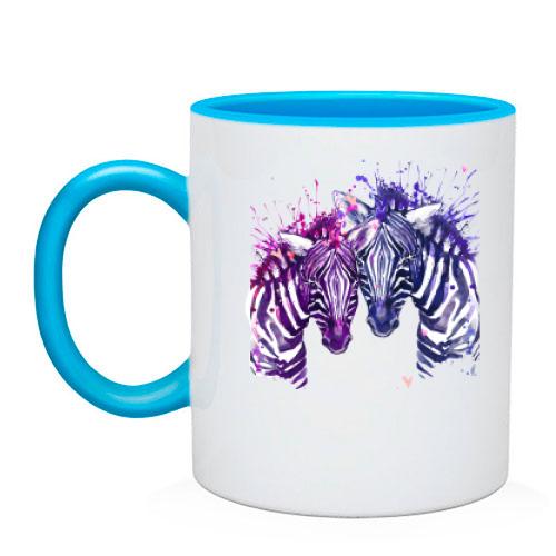 Чашка с влюблёнными зебрами