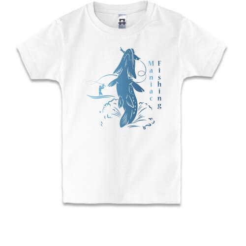 Детская футболка рыболовный маньяк