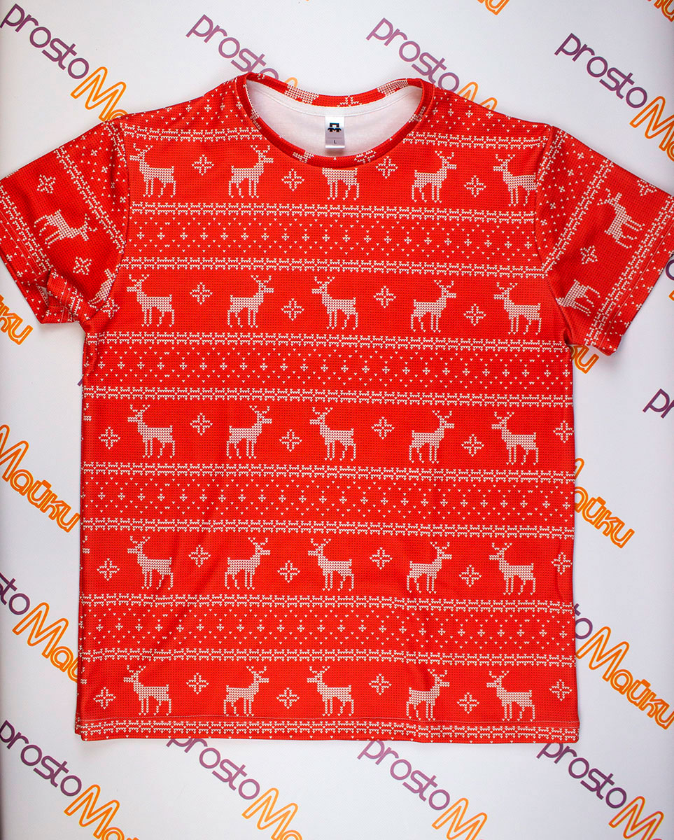3D футболка с новогодними оленями