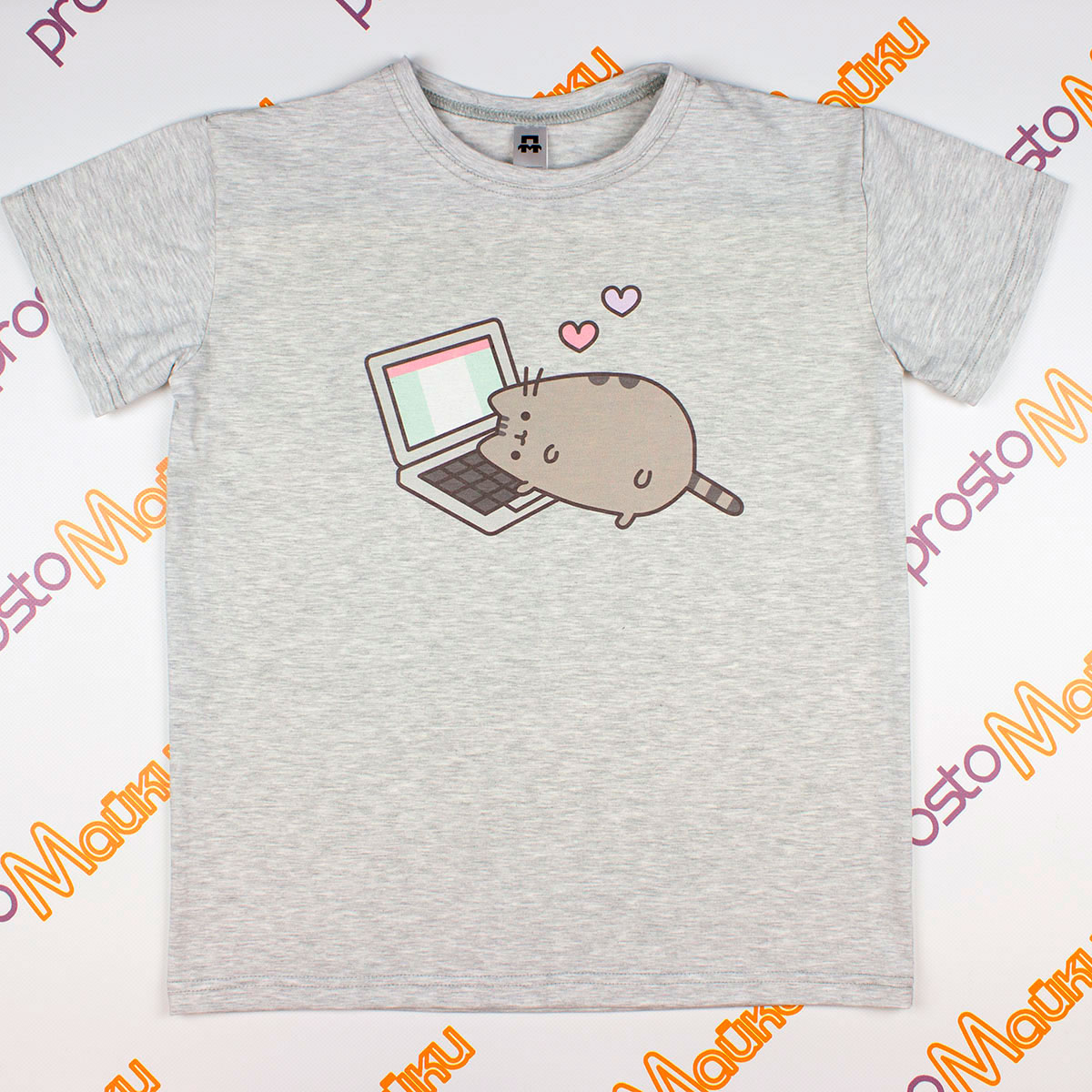 Удлиненная футболка Пушин кот