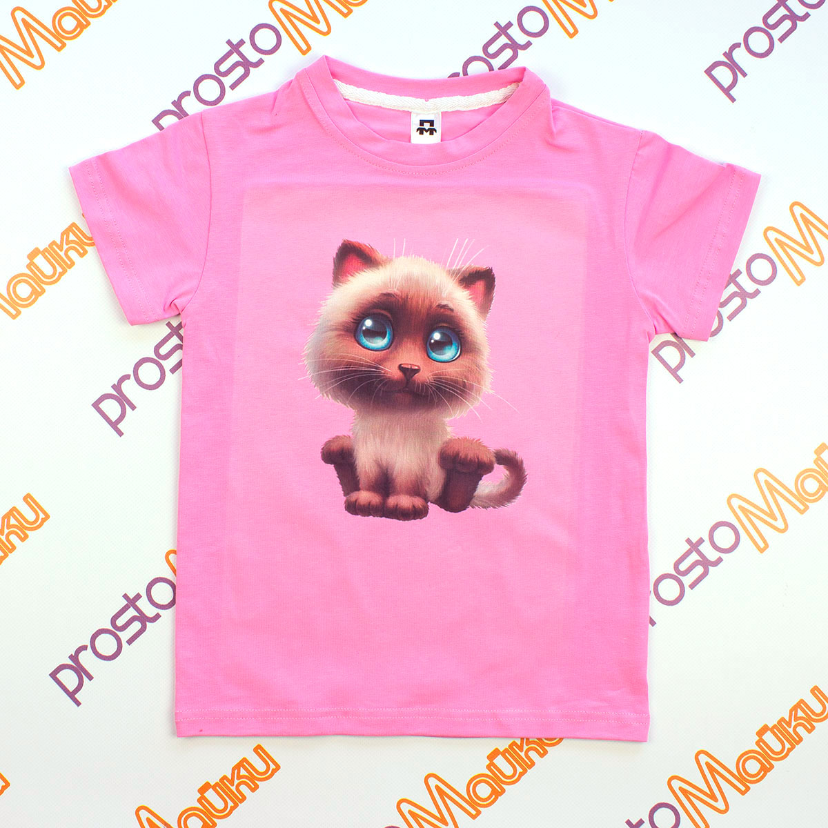Детская футболка с голубоглазым котенком