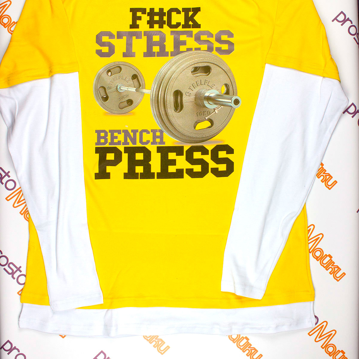 Лонгслив Комби для качалки "F#ck stress - bench press"