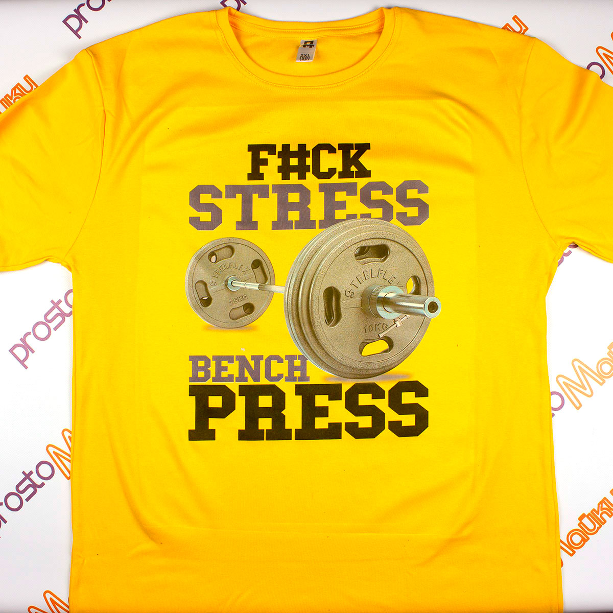 Футболка мужская для качалки "F#ck stress - bench press"
