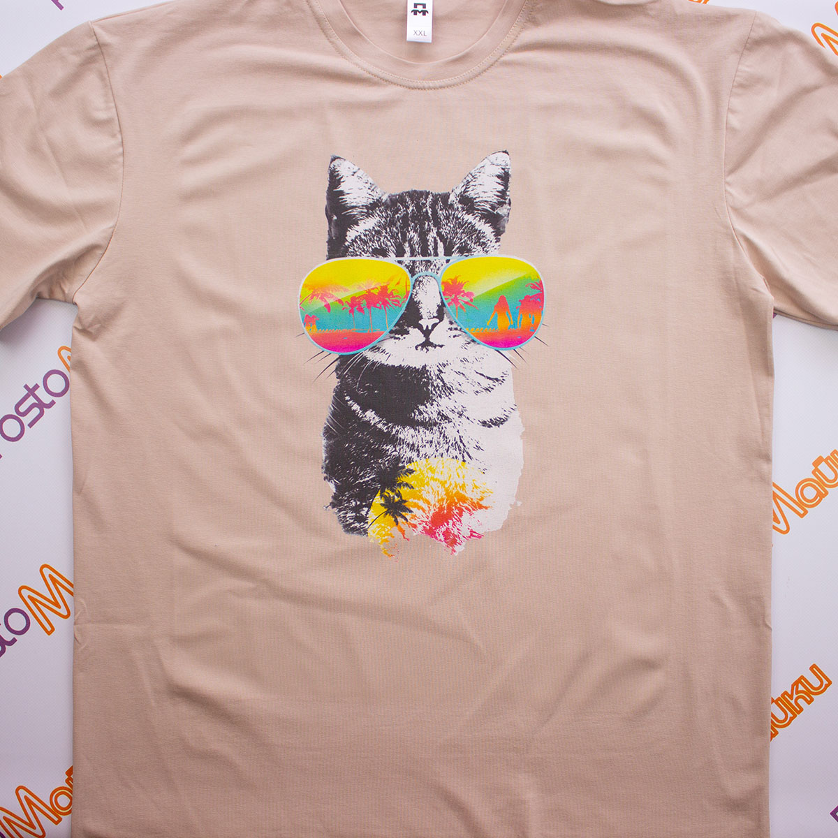 Женский лонгслив Комби с котом в солнечных очках