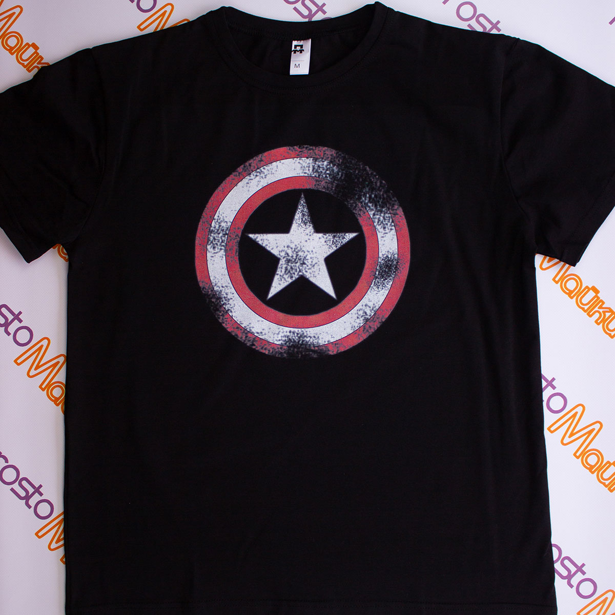 Удлиненная футболка со щитом "Капитан Америка"