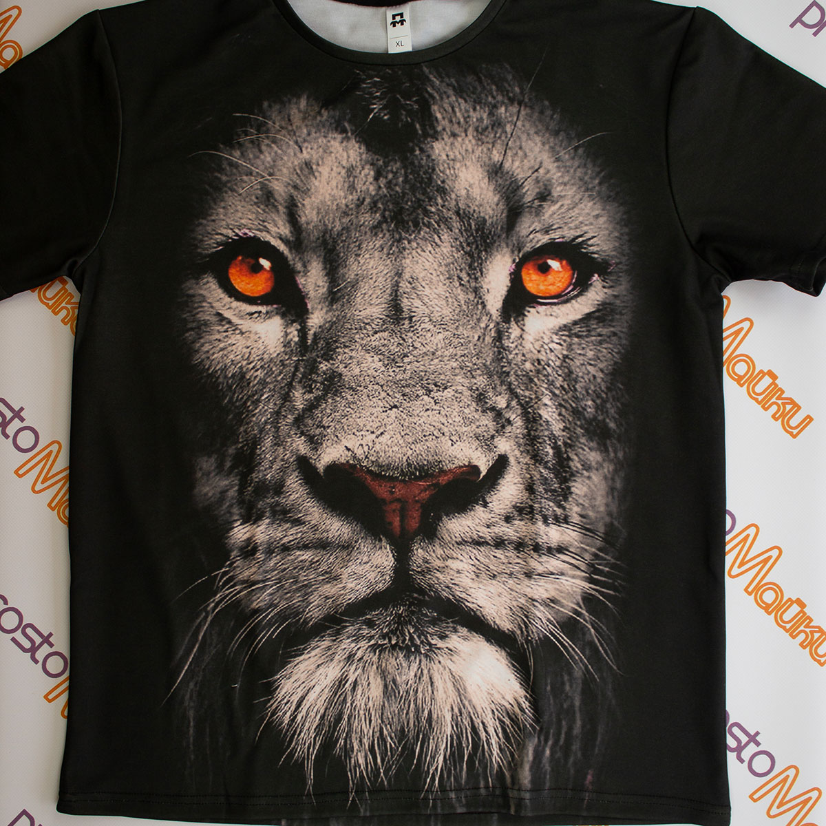 3D футболка с черно-белым львом