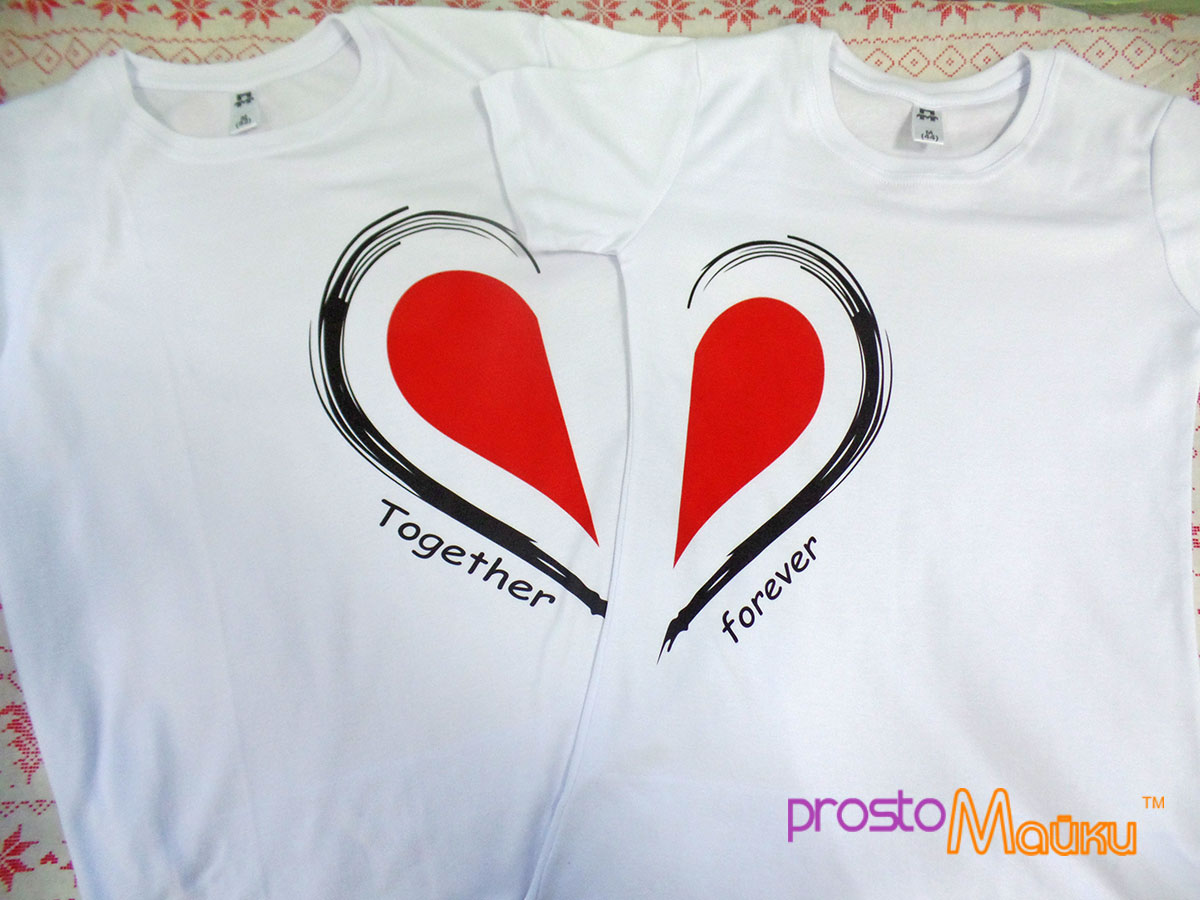 Парные футболки Together forever с сердцем