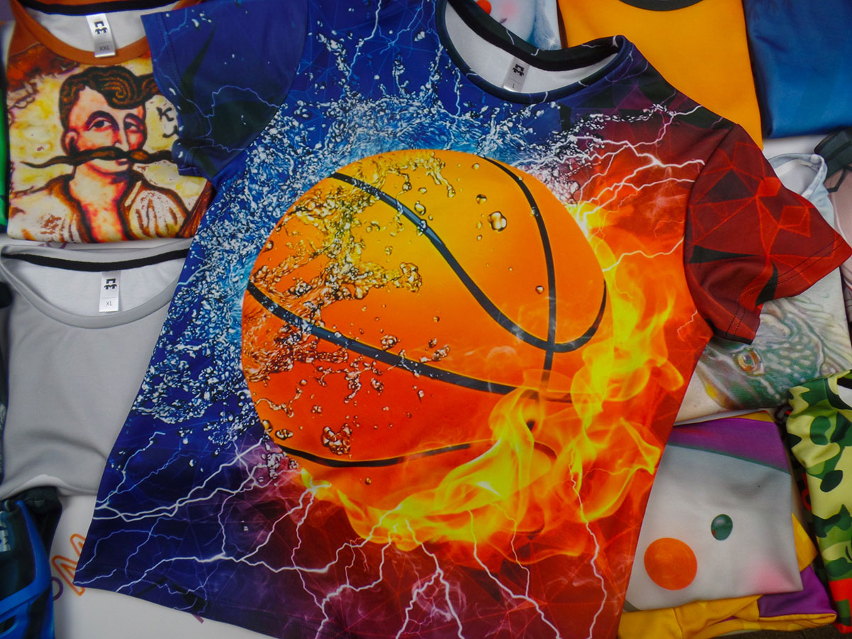 3D футболка с баскетбольным мячом в огне и воде