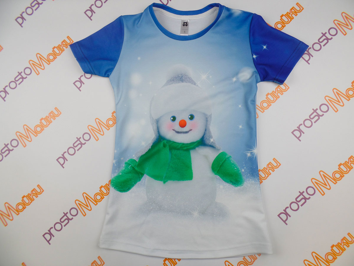 Женская 3D футболка со снеговиком в шарфе