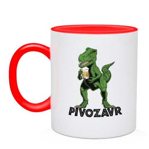 Чашка с динозавром и пивом 
