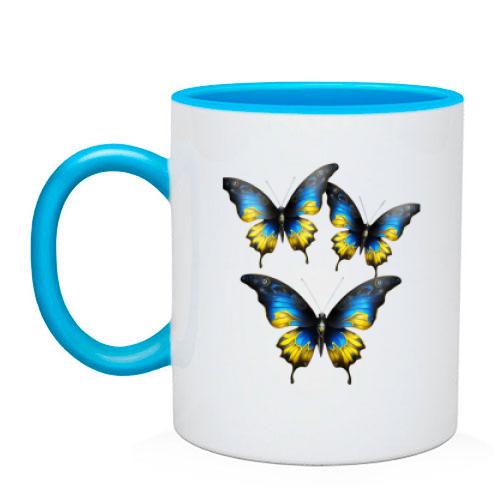 Чашка с желто-синими бабочками (3)