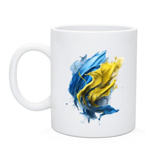 Чашка з жовто-синіми бризками