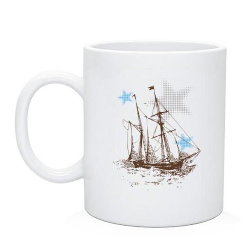Чашка з кораблем і зірками