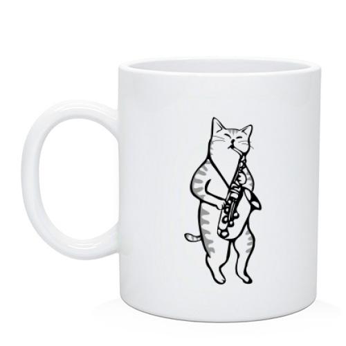 Чашка с котом-музыкантом