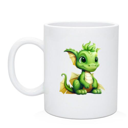Чашка с маленьким зеленым дракончиком (2)