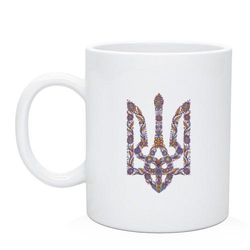Чашка с орнаментным гербом Украины