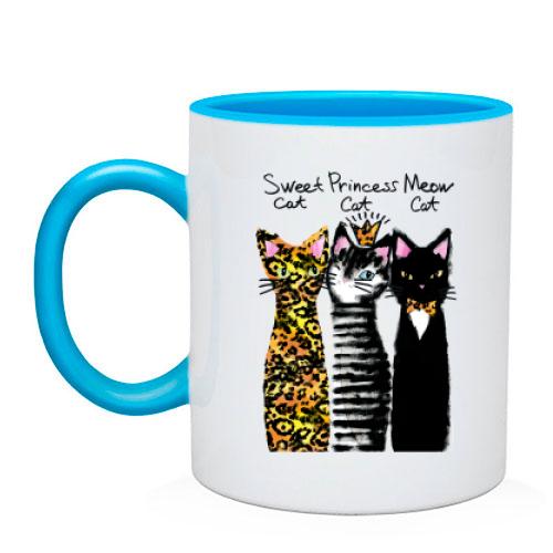 Чашка с тремя котами 