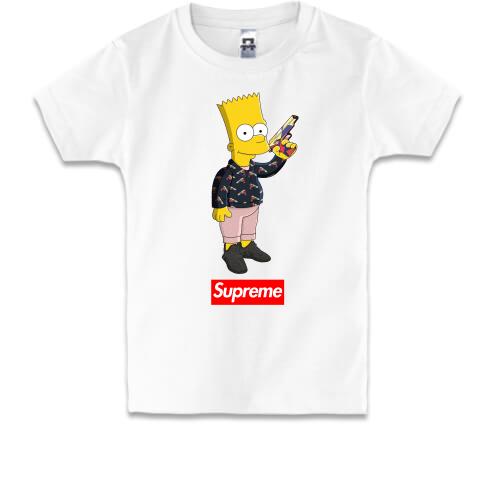 Детская футболка Барт Симпсон с надписью Supreme
