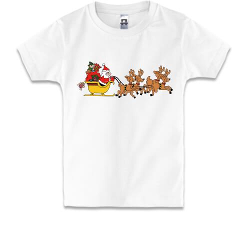 Детская футболка Санта везет подарки