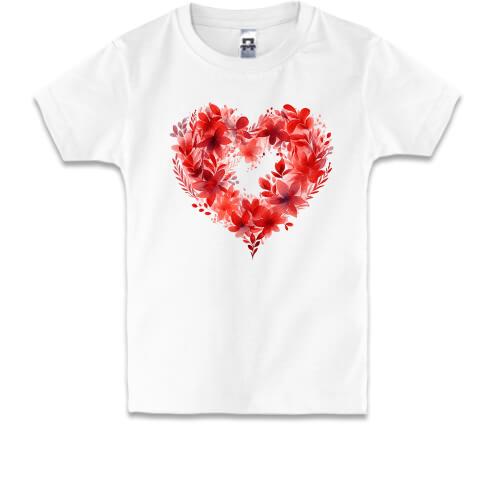 Детская футболка Сердце цветочный венок