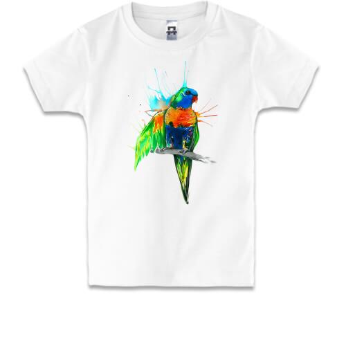 Детская футболка с акварельным попугаем