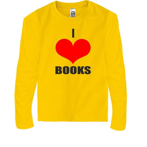 Детская футболка с длинным рукавом I love books