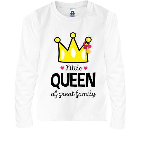 Детская футболка с длинным рукавом Little queen af great family