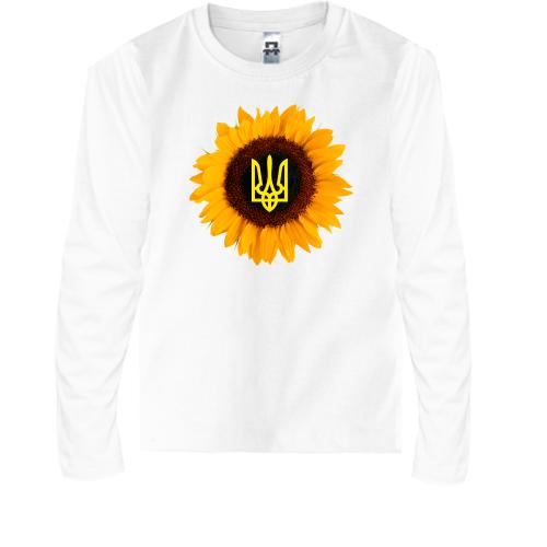 Детская футболка с длинным рукавом Подсолнух с гербом Украины