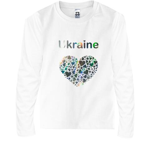 Детская футболка с длинным рукавом Ukraine - сердце (голограмма)