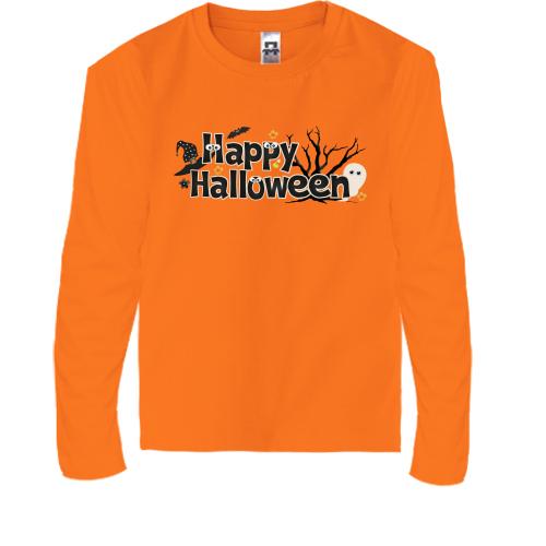 Детская футболка с длинным рукавом с надписью Happy Halloween (2