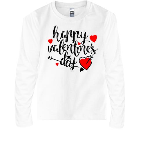 Детская футболка с длинным рукавом с надписью Happy Valentine's Day
