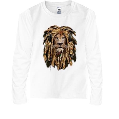 Детская футболка с длинным рукавом со львом с дредами