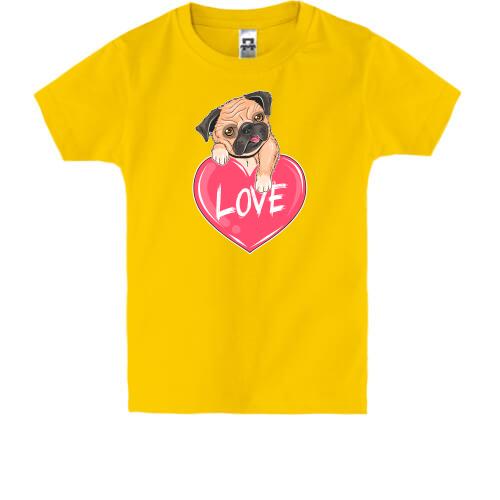 Детская футболка с мопсом (Love)