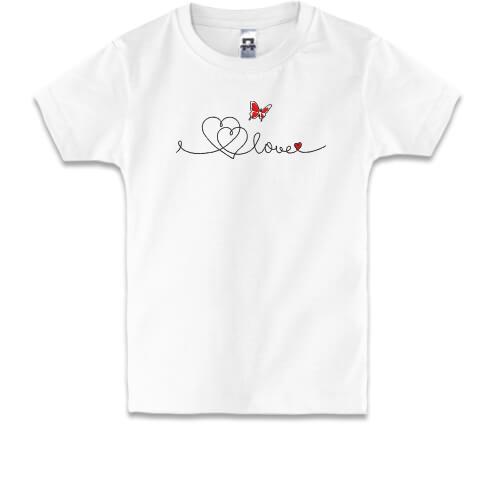 Детская футболка с надписью Love с бабочкой