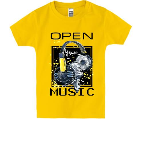 Детская футболка с наушниками Open your music (1)