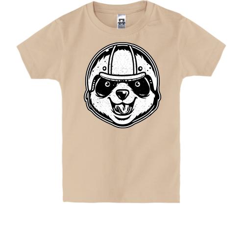 Детская футболка с пандой в шлеме