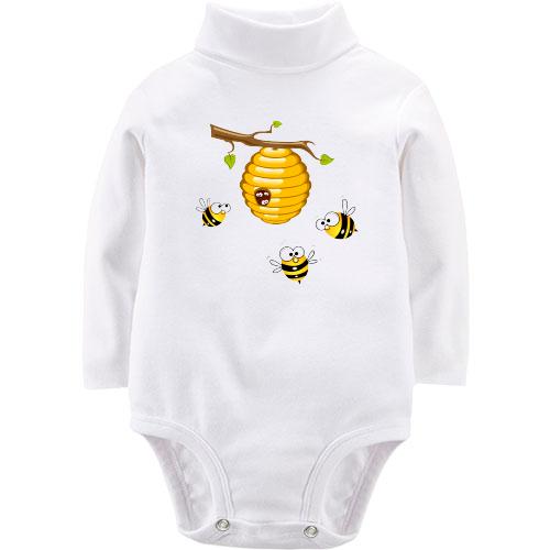 Детское боди LSL с пчелиным ульем и пчелами