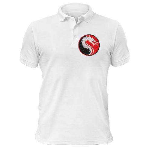 Чоловіча футболка-поло з чорно-червоним драконом Інь-Янь на грудях